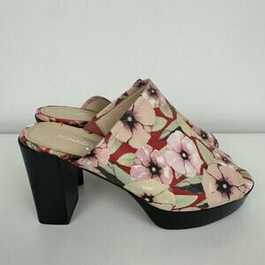 Donald J. Pliner Womens Block Heel Floral Slip-On Mule Slide Pink/Red Sandals 6M